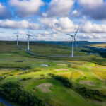 Aerial,Drone,Shot,Of,Several,Clean,Energy,Wind,Turbines,In